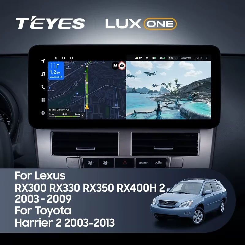 Штатная магнитола Teyes LUX ONE 4/64 Toyota Harrier XU30 (2003-2013) Тип-B