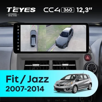 Штатная магнитола Teyes CC4 12.3" 360 8/128 Honda Jazz 2 GG (2007-2014) Правый руль