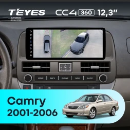Штатная магнитола Teyes CC4 12.3" 360 8/128 Toyota Camry 5 XV 30 (2001-2006) (серая, с кнопками на руле)