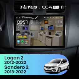Штатная магнитола Teyes CC4 Pro 8/128 Renault Sandero 2 (2013-2022) F1 (11")