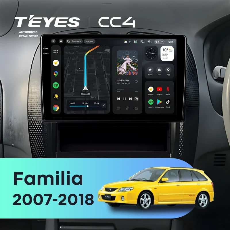 Штатная магнитола Teyes CC4 8/128 Mazda Familia (2007-2018) Правый руль