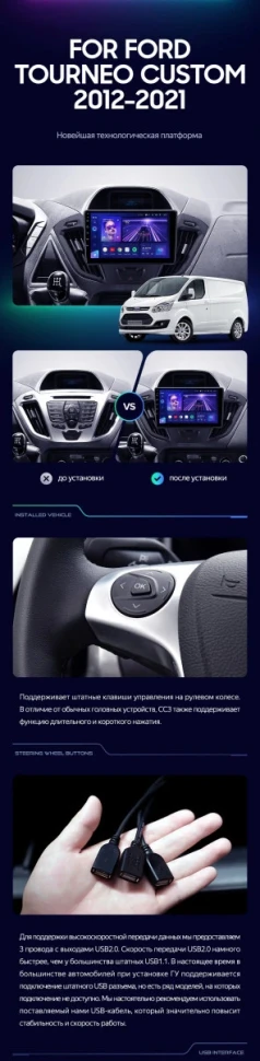 Штатная магнитола Teyes CC3 2K 4/32 Ford Transit (2012-2021) F1