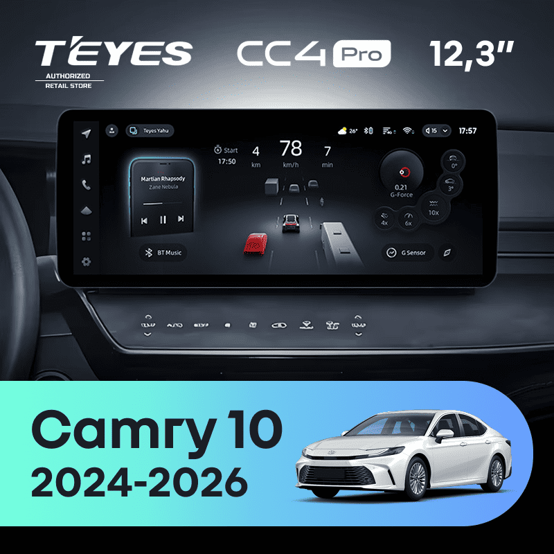 Штатная магнитола Teyes CC4 Pro 12.3" 8/128 Toyota Camry 10 XV80 (2024-2026)