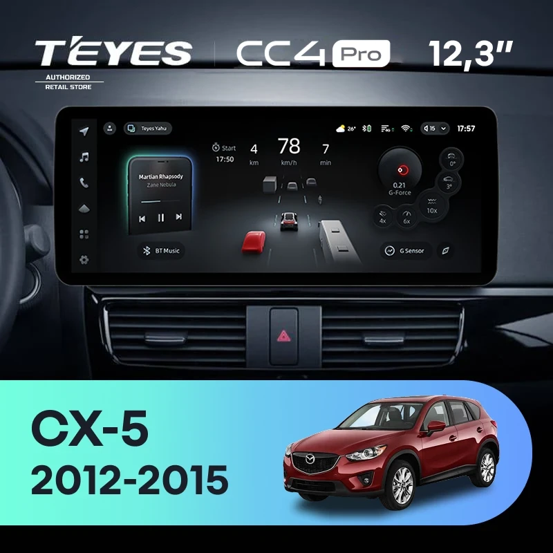 Штатная магнитола Teyes CC4 Pro 12.3" 12/256 Mazda CX-5 (2012-2015) Тип-A