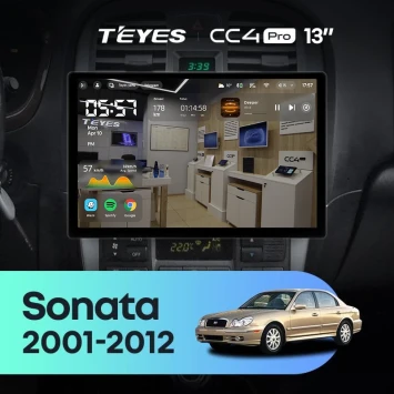 Штатная магнитола Teyes CC4 Pro 12/256 Hyundai Sonata EF рестайлинг (2001-2012) (13")