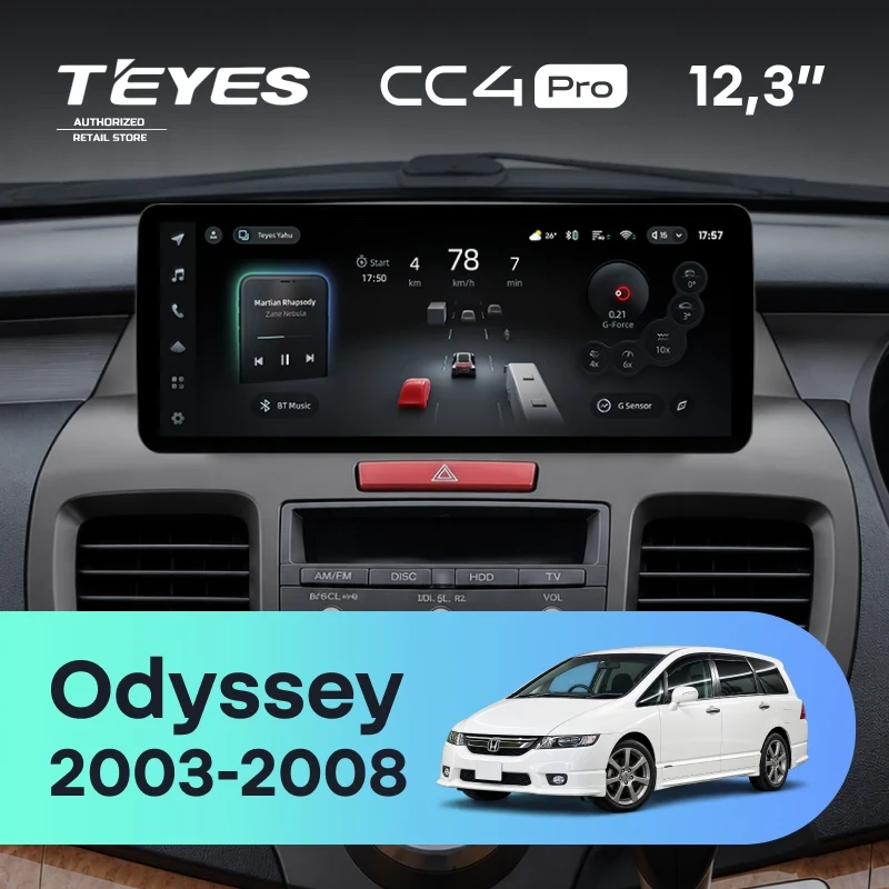 Штатная магнитола Teyes CC4 Pro 12.3" 8/128 Honda Odyssey 3 RL3 RL4 (2003-2008) Правый руль