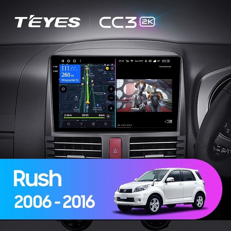 Штатная магнитола Teyes CC3 2K 6/128 Toyota Rush J200 (2006-2016) Правый руль
