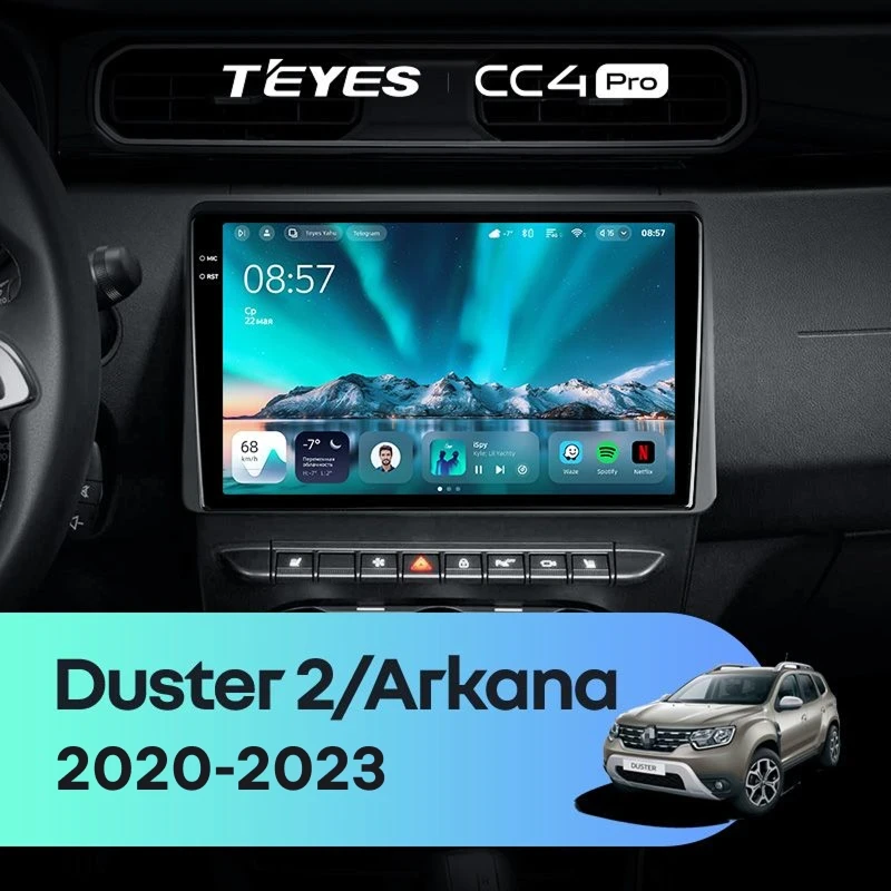 Штатная магнитола Teyes CC4 Pro 8/128 Renault Duster HM 2 (2020-2023) F1