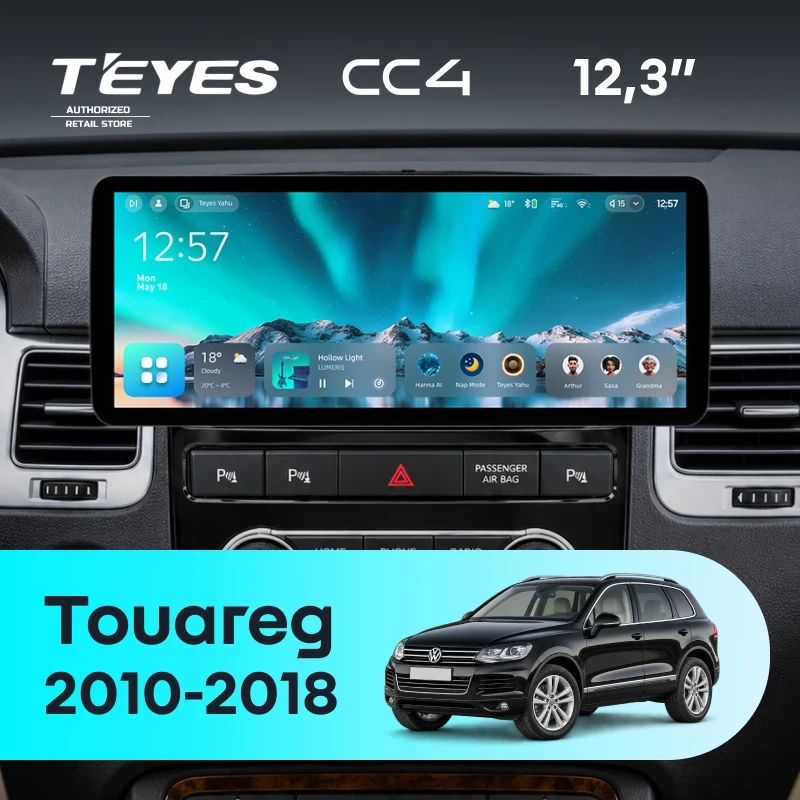 Штатная магнитола Teyes CC4 12.3" 6/64 Volkswagen Touareg FL NF (2010-2018) Тип-B