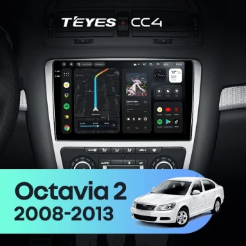Штатная магнитола Teyes CC4 8/128 Skoda Octavia 2 A5 (2008-2013) Серая