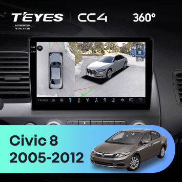 Штатная магнитола Teyes CC4 360 6/64 Honda Civic 8 FK FN FD (2005-2012)