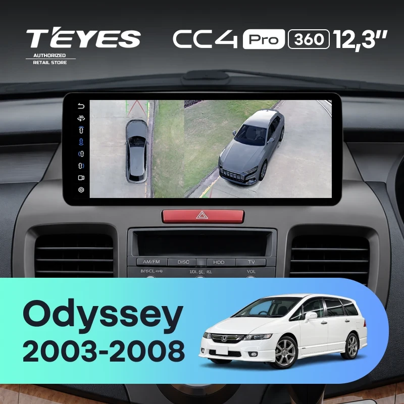 Штатная магнитола Teyes CC4 Pro 12.3" 360 8/128 Honda Odyssey 3 RL3 RL4 (2003-2008) Правый руль