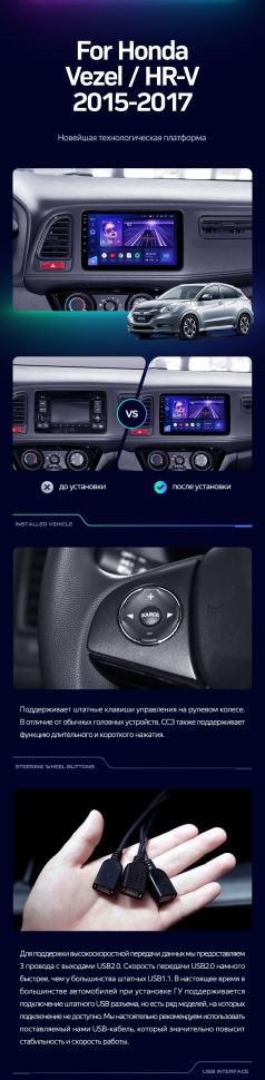 Штатная магнитола Teyes CC3 4/32 Honda HR-V (2015-2018)