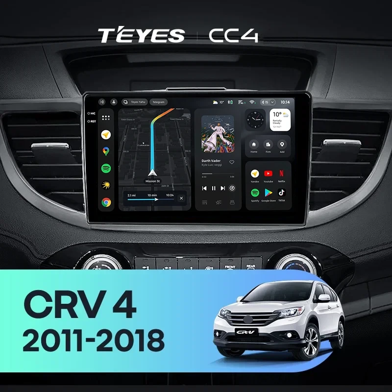 Штатная магнитола Teyes CC4 6/64 Honda CR-V 4 RM RE (2011-2018) 9" Тип-B