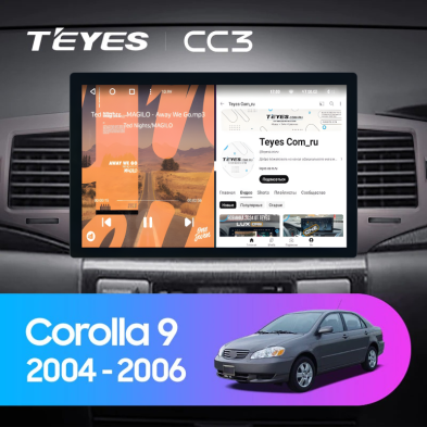 Штатная магнитола Teyes CC3 2K 4/64 Toyota Corolla 9 E120 (2004-2006) (11")