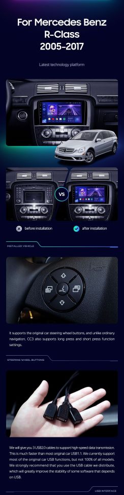 Штатная магнитола Teyes CC3 4/32 Mercedes-Benz R-Class W251 R280 R300 R320 (2005-2017) F1