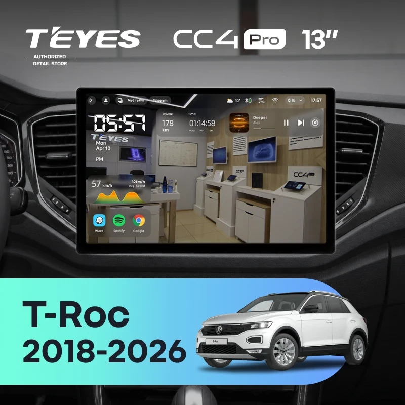 Штатная магнитола Teyes CC4 Pro 12/256 Volkswagen T-Roc (2018-2026) China (13")