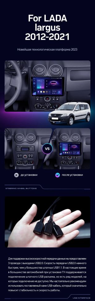 Штатная магнитола Teyes CC3L 4/32 Lada Largus (2012-2021)