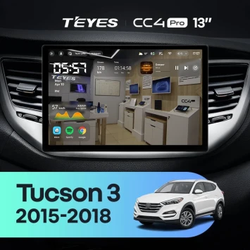 Штатная магнитола Teyes CC4 Pro 12/256 Hyundai Tucson 3 (2015-2018) Тип-A (13")