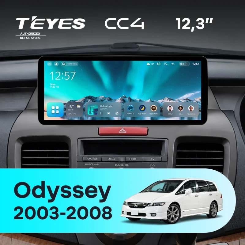 Штатная магнитола Teyes CC4 12.3" 8/128 Honda Odyssey 3 RL3 RL4 (2003-2008) Правый руль