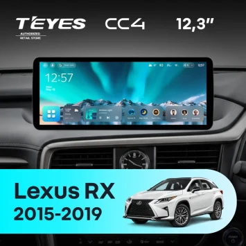 Штатная магнитола Teyes CC4 12.3" 6/64 Lexus RX200t RX270 RX300 RX350 RX350L RX450h AL20 IV (2015-2019) Правый руль
