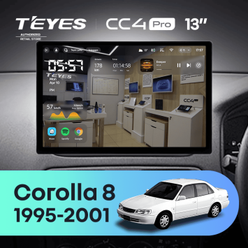 Штатная магнитола Teyes CC4 Pro 8/128 Toyota Corolla 8 E110 (1995-2001) (0din) Правый руль (13")