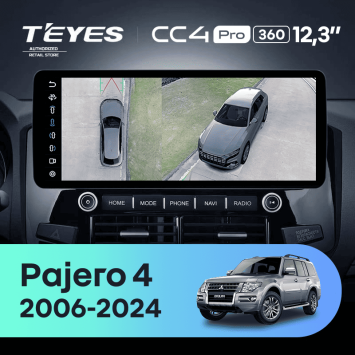 Штатная магнитола Teyes CC4 Pro 12.3" 360 8/128 Mitsubishi Pajero 4 V80 V90 (2006-2024) Тип-C