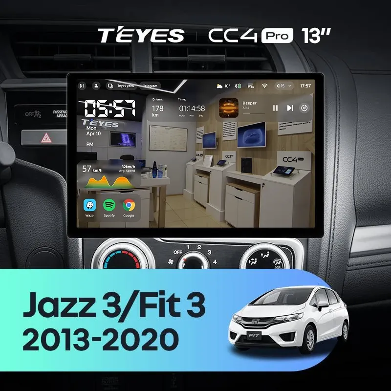 Штатная магнитола Teyes CC4 Pro 12/256 Honda Fit 3 GP GK (2013-2020) Тип-B (13")