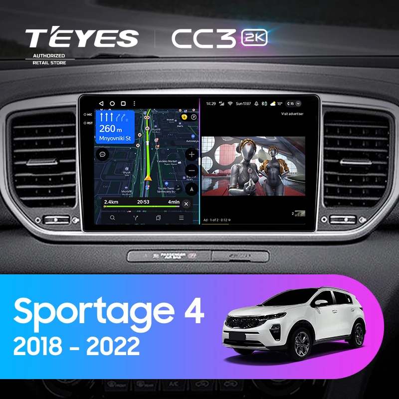 Штатная магнитола Teyes CC3 2K 4/64 Kia Sportage 4 QL (2018-2022) Тип-B