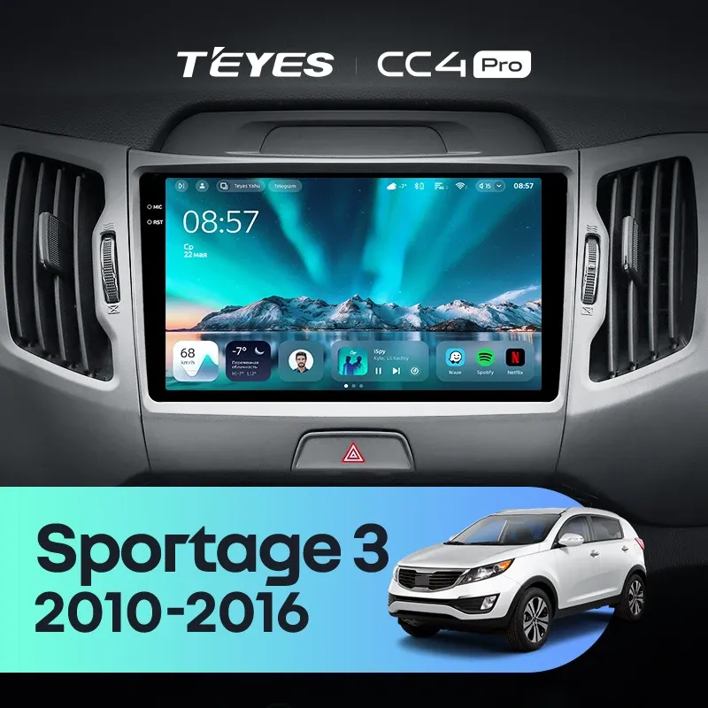 Штатная магнитола Teyes CC4 Pro 12/256 Kia Sportage 3 SL (2010-2016) Тип-B