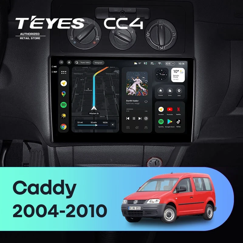 Штатная магнитола Teyes CC4 8/128 Volkswagen Caddy 2K (2004-2010) (10 inch Universal)