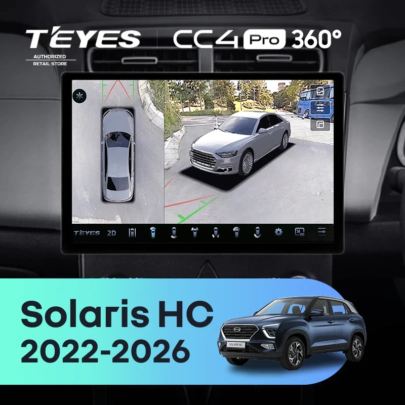 Штатная магнитола Teyes CC4 Pro 360 12/256 Solaris HC (2022-2026) (глянец) F2 (13")