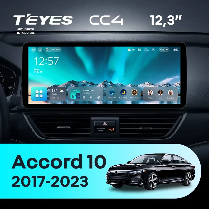 Штатная магнитола Teyes CC4 12.3" 8/128 Honda Accord 10 CV (2017-2023) Тип-A