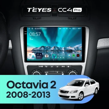 Штатная магнитола Teyes CC4 Pro 12/256 Skoda Octavia 2 A5 (2008-2013) Серая