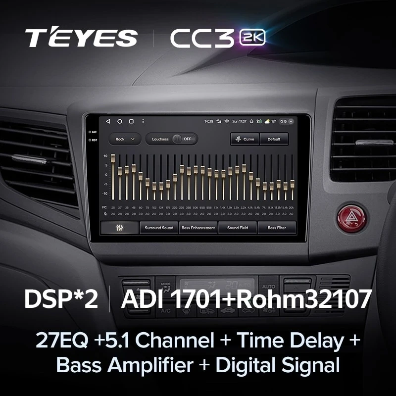 Штатная магнитола Teyes CC3 2K 360 6/128 Honda Civic 9 FB FK FD (2011-2015) Правый руль