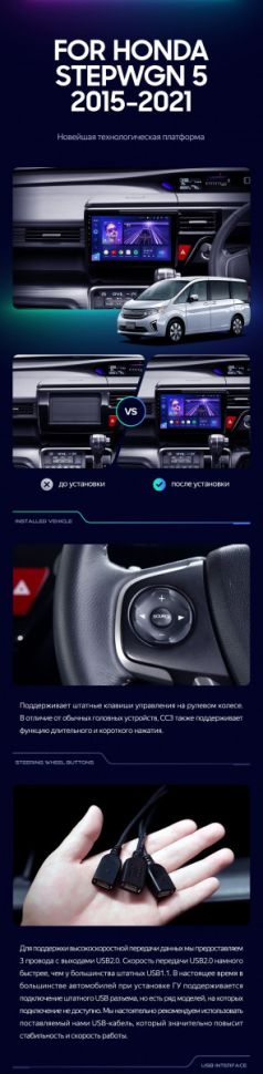 Штатная магнитола Teyes CC3 4/32 Honda Stepwgn 5 (2015-2021) Правый руль