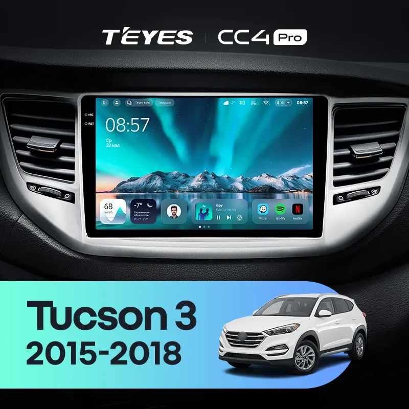 Штатная магнитола Teyes CC4 Pro 8/128 Hyundai Tucson 3 (2015-2018) Тип-B