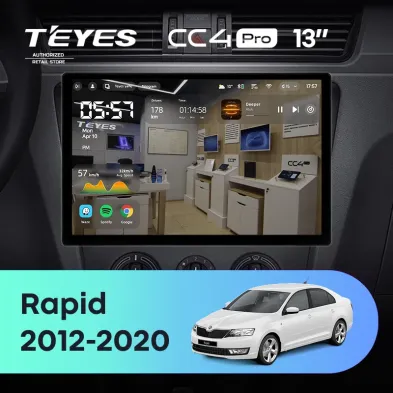 Штатная магнитола Teyes CC4 Pro 12/256 Skoda Rapid NH3 NH1 (2012-2020) (13")