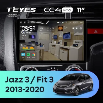 Штатная магнитола Teyes CC4 Pro 8/128 Honda Fit 3 GP GK (2013-2020) Тип-B Правый руль (11")