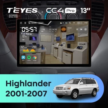 Штатная магнитола Teyes CC4 Pro 8/128 Toyota Highlander 1 XU20 (2001-2007) (13")