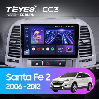 Штатная магнитола Teyes CC3 4/32 Hyundai Santa Fe 2 (2006-2012) (Серебро)