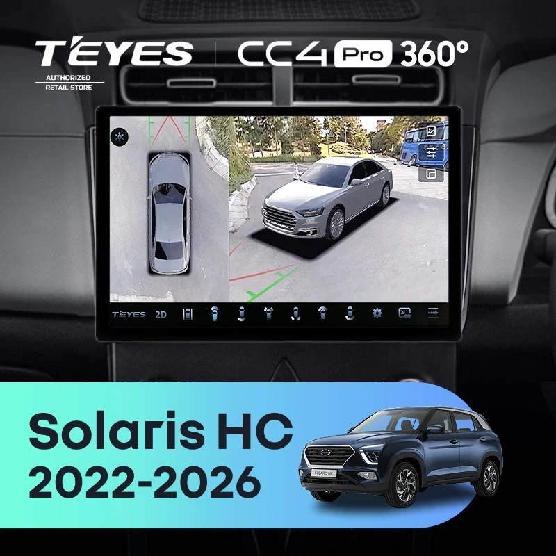 Штатная магнитола Teyes CC4 Pro 360 8/128 Solaris HC (2022-2026) (глянец) F2 (11")