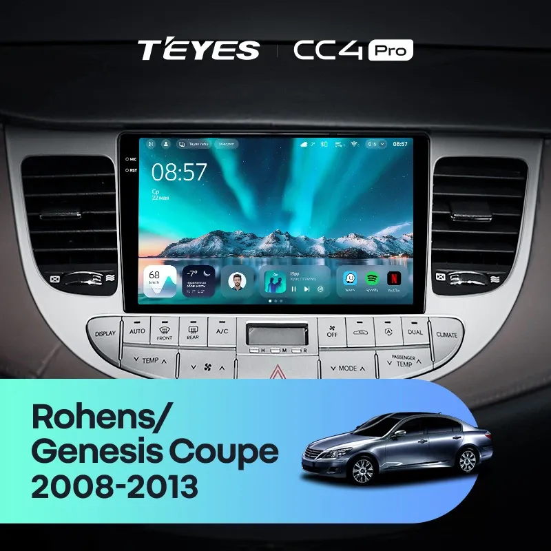 Штатная магнитола Teyes CC4 Pro 12/256 Hyundai Rohens Genesis (2008-2013) F1