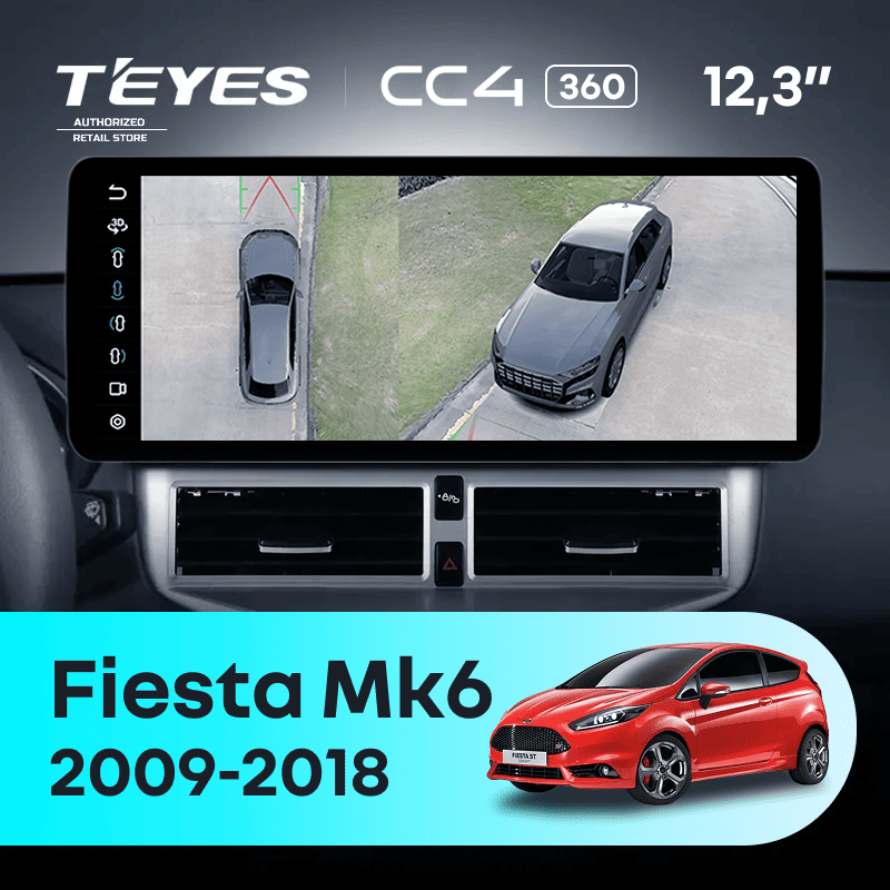 Штатная магнитола Teyes CC4 12.3" 360 8/128 Ford Fiesta Mk 6 (2009-2018) Тип-A