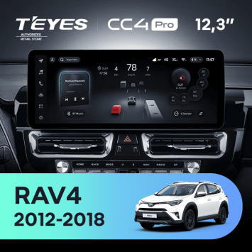Штатная магнитола Teyes CC4 Pro 12.3" 8/128 Toyota RAV4 XA40 (2012-2018) F2