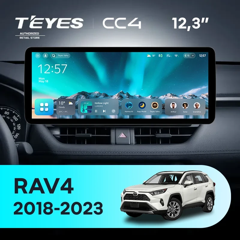 Штатная магнитола Teyes CC4 12.3" 6/64 Toyota RAV4 5 XA50 (2018-2026)