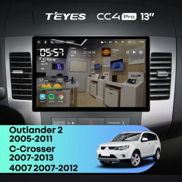 Штатная магнитола Teyes CC4 Pro 12/256 Mitsubishi Outlander 2 (2005-2011) F1 Тип-A (13")