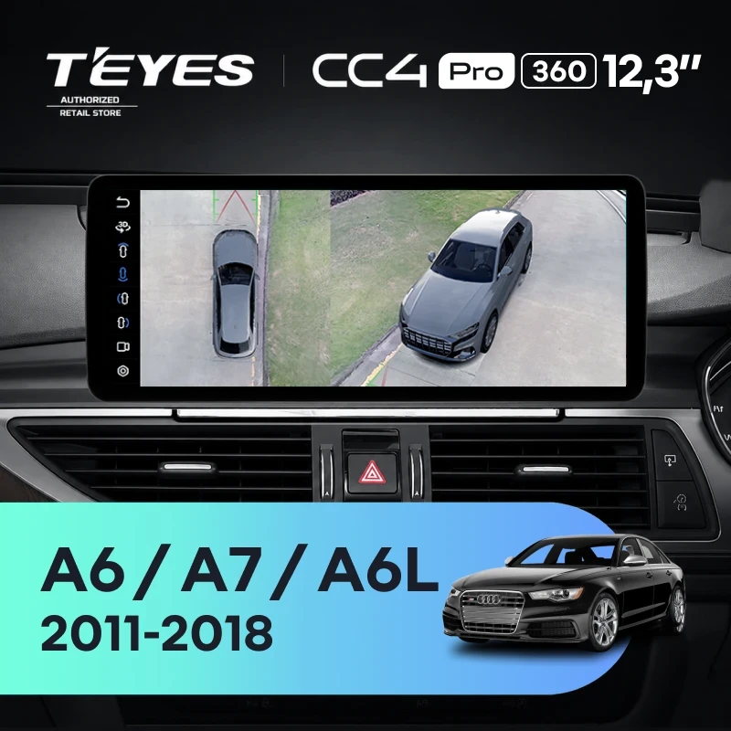 Штатная магнитола Teyes CC4 Pro 12.3" 360 8/128 Audi A6 C7 4 A6L (MHI2 System) (2014-2018) Правый руль