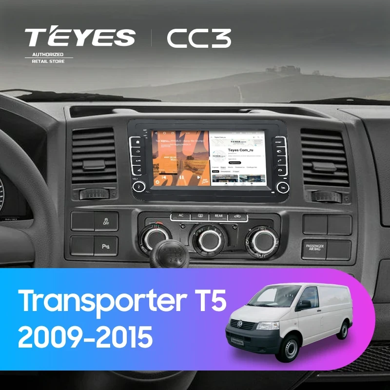 Штатная магнитола Teyes CC3 4/32 Volkswagen Transporter T5 (2009-2015) (с кнопками) 7"