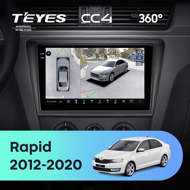 Штатная магнитола Teyes CC4 360 8/128 Skoda Rapid NH3 NH1 (2012-2020)